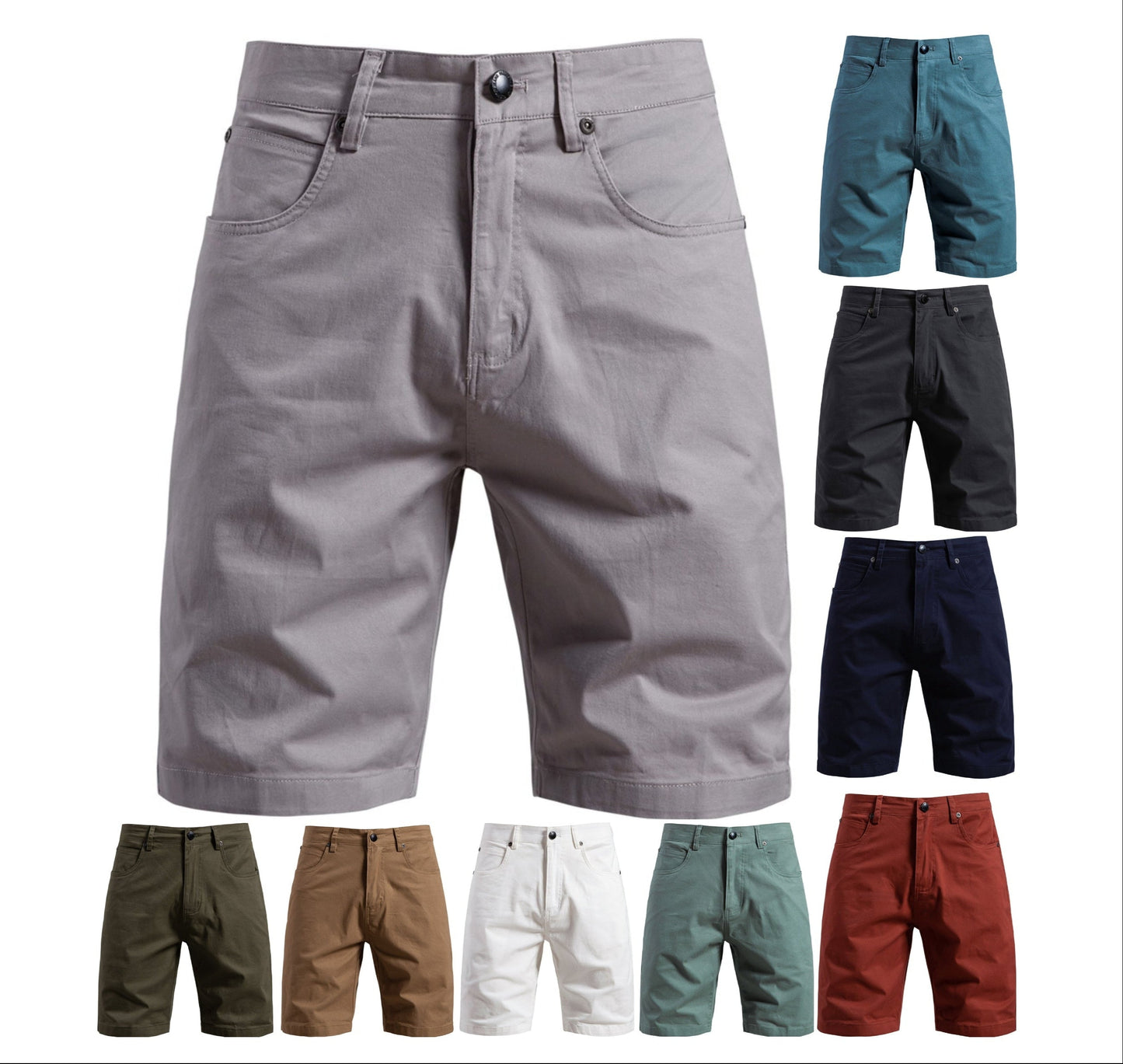 Men's Cotton Casual Cargo Shorts Summer Slim Fit 5-Inch Straight-Leg Short | ST010