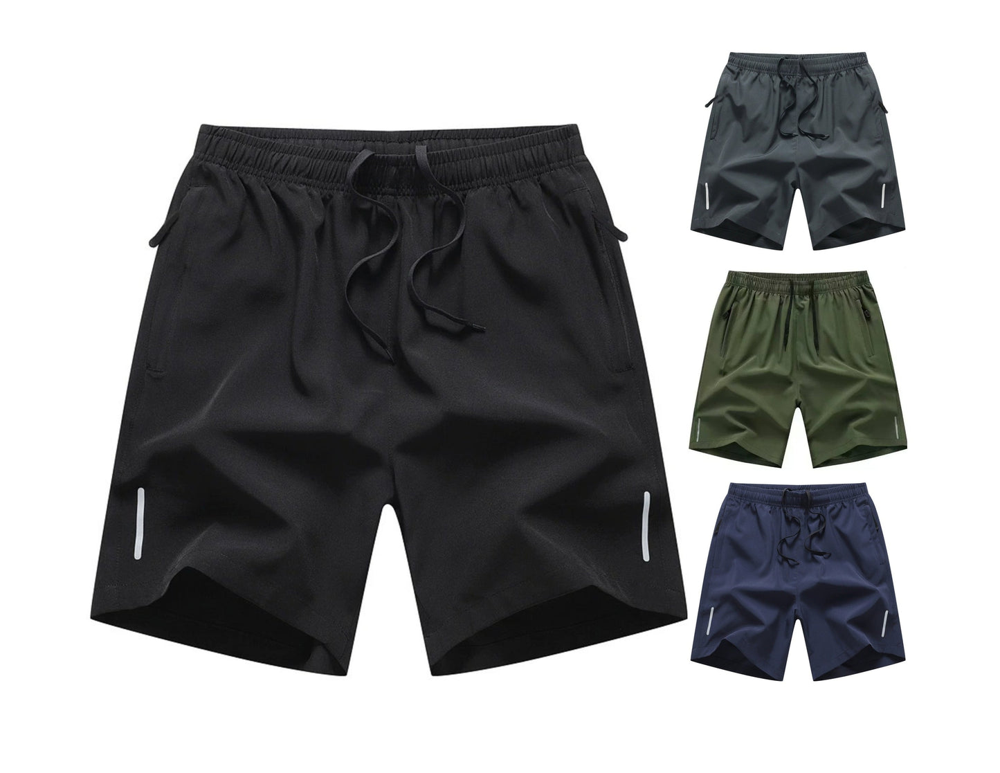 Men's Summer Quick-Dry Sports Shorts with Zipper Pockets Breathable Lightweight & Comfortable Drawstring Short | 8907