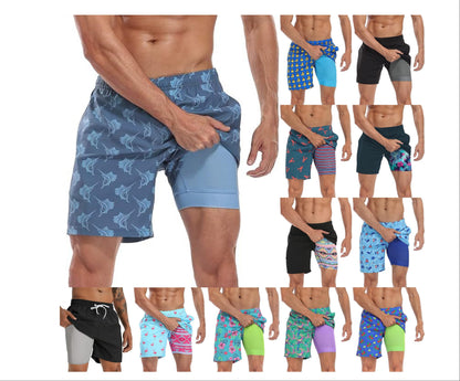 Summer 3D Print Men's Double-Layer Beach Shorts Quick-Dry, Breathable, Bold Designs | SCDK-QK