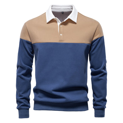 Men's Long Sleeve Polo Collar Sweatshirt - 2025 Spring Casual Streetwear Top | HD3006