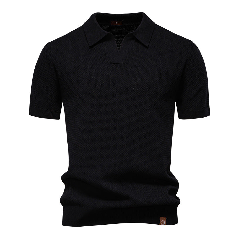 Men's Pineapple Knit Texture Polo Shirt - 2025 Summer Relaxed Fit Short Sleeve Top | PSD8025
