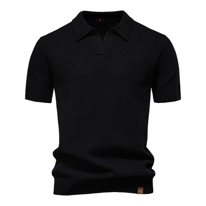 Men's Pineapple Knit Texture Polo Shirt - 2025 Summer Relaxed Fit Short Sleeve Top | PSD8025