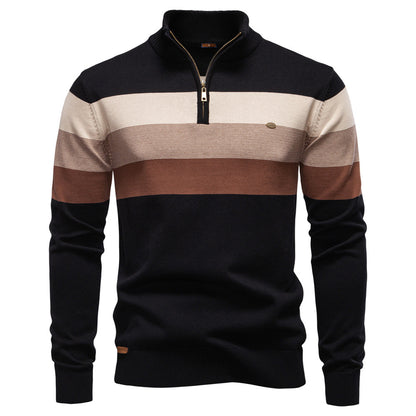 Men’s Half-Zip Mock Neck Knitted Sweater – Slim Fit Pullover for Autumn & Winter | Y245