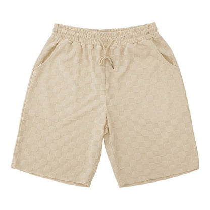 Men’s Trendy Checkerboard Polo Shirt & Matching Shorts Two-Piece Summer Outfit Set | CW-25