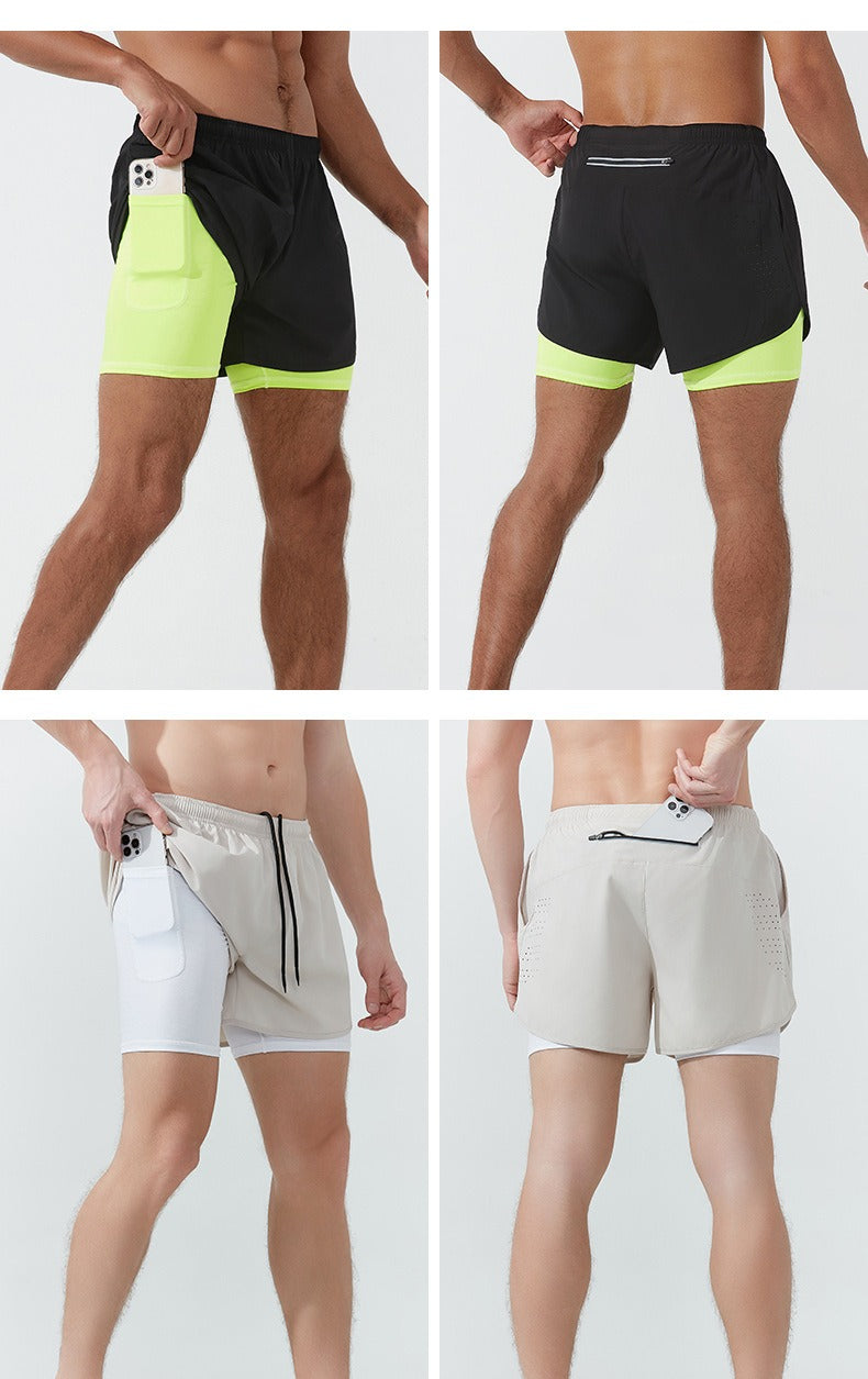 Men's 3/4 Running Shorts - Quick-Dry, Anti-Slip, Double-Layer Gym & Marathon Shorts | DK22001&WDK22001