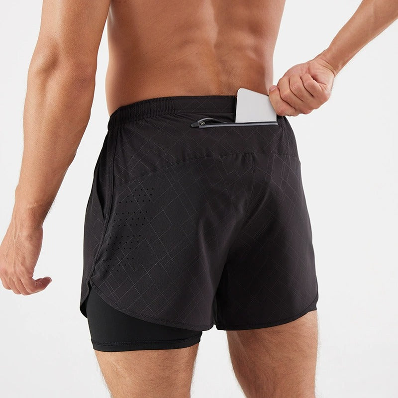 Men's 3/4 Running Shorts - Quick-Dry, Anti-Slip, Double-Layer Gym & Marathon Shorts | DK22001&WDK22001