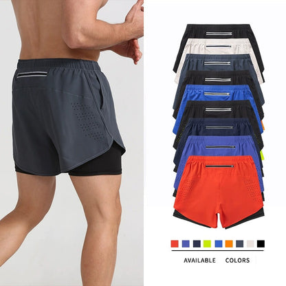 Men's 3/4 Running Shorts - Quick-Dry, Anti-Slip, Double-Layer Gym & Marathon Shorts | DK22001&WDK22001