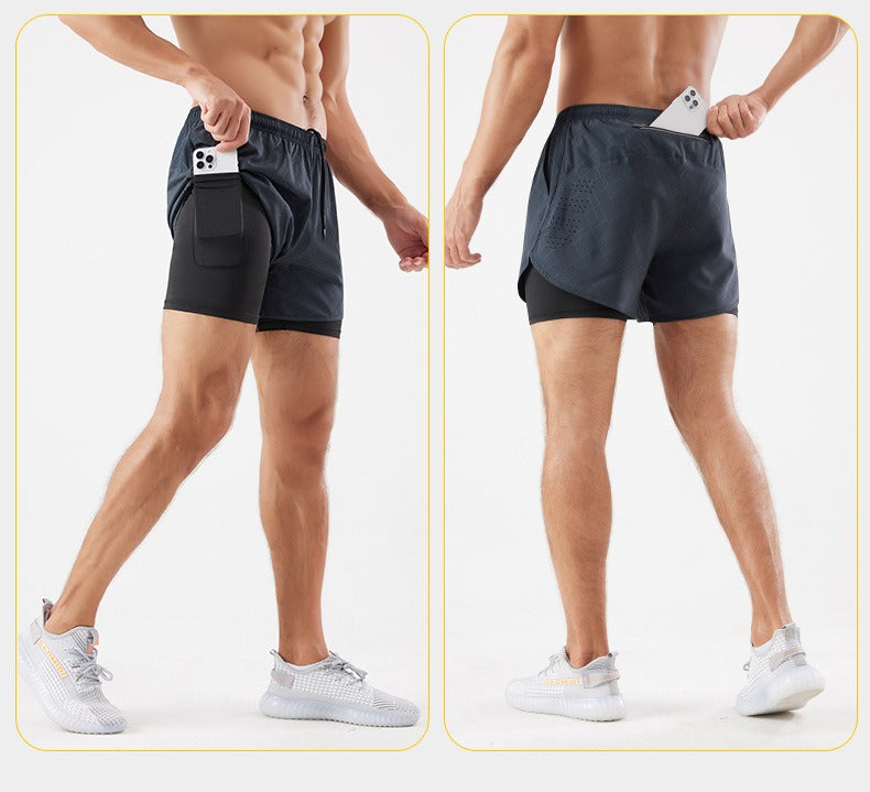 Men's 3/4 Running Shorts - Quick-Dry, Anti-Slip, Double-Layer Gym & Marathon Shorts | DK22001&WDK22001