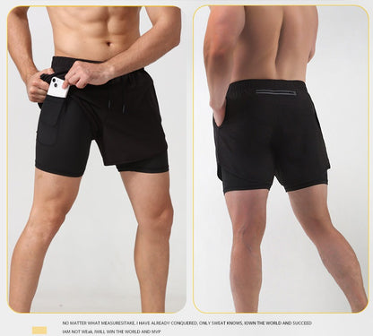 Men's 3/4 Running Shorts - Quick-Dry, Anti-Slip, Double-Layer Gym & Marathon Shorts | DK22001&WDK22001