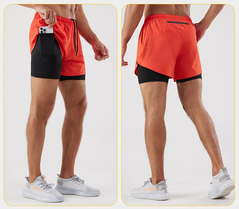 Men's 3/4 Running Shorts - Quick-Dry, Anti-Slip, Double-Layer Gym & Marathon Shorts | DK22001&WDK22001