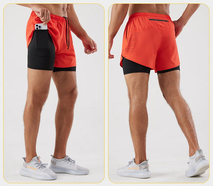 Men's 3/4 Running Shorts - Quick-Dry, Anti-Slip, Double-Layer Gym & Marathon Shorts | DK22001&WDK22001