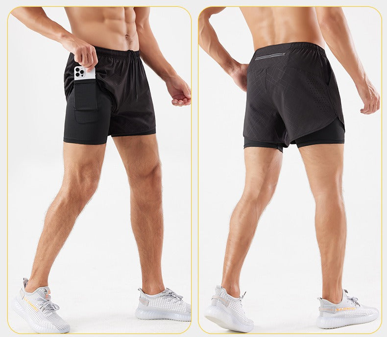 Men's 3/4 Running Shorts - Quick-Dry, Anti-Slip, Double-Layer Gym & Marathon Shorts | DK22001&WDK22001