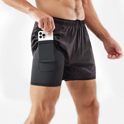 Men's 3/4 Running Shorts - Quick-Dry, Anti-Slip, Double-Layer Gym & Marathon Shorts | DK22001&WDK22001