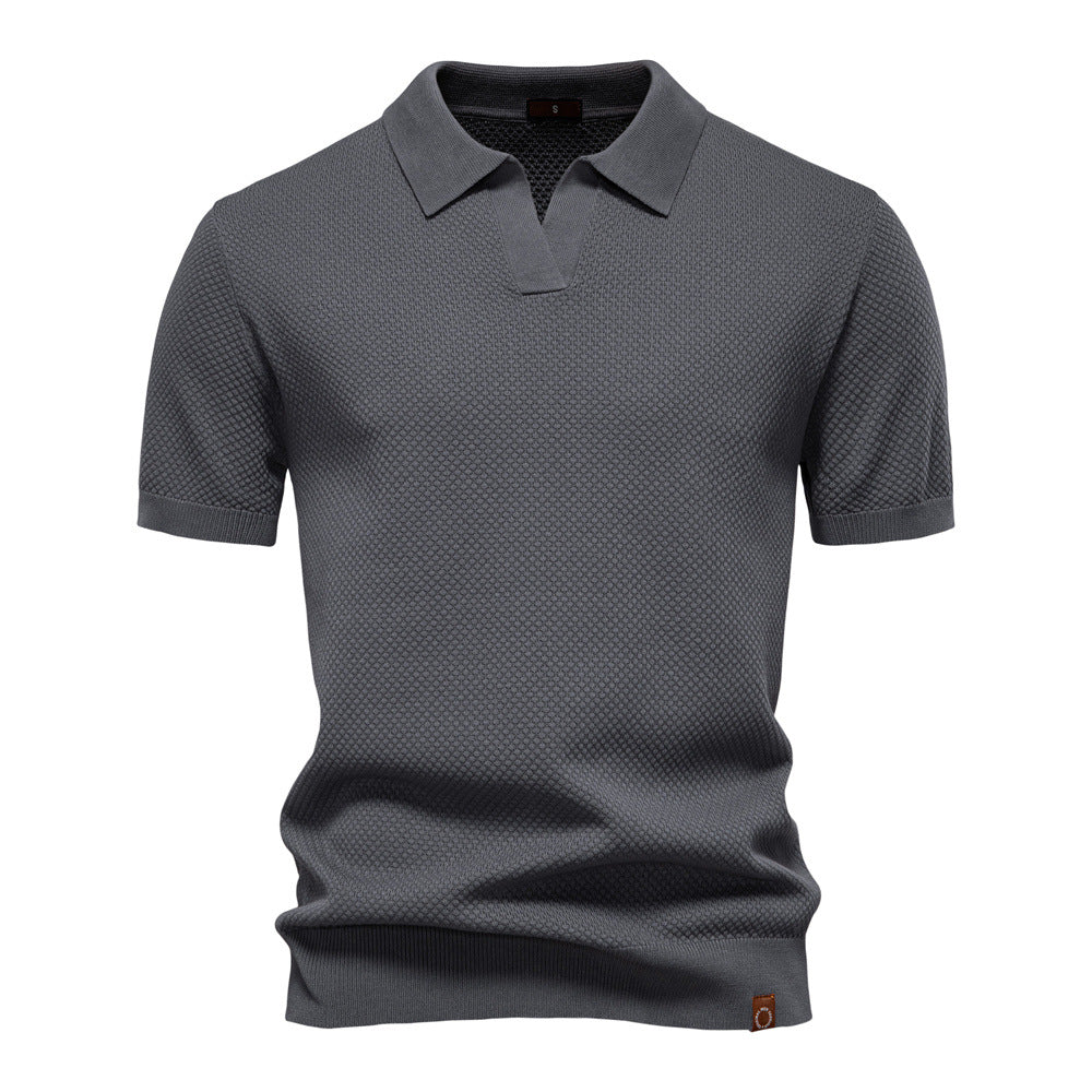 Men's Pineapple Knit Texture Polo Shirt - 2025 Summer Relaxed Fit Short Sleeve Top | PSD8025