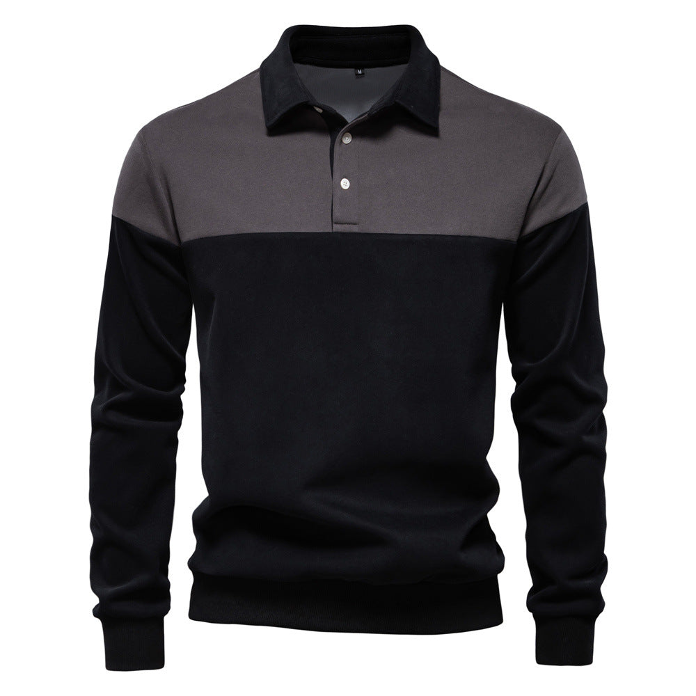Men's Long Sleeve Polo Collar Sweatshirt - 2025 Spring Casual Streetwear Top | HD3006