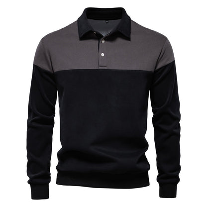 Men's Long Sleeve Polo Collar Sweatshirt - 2025 Spring Casual Streetwear Top | HD3006