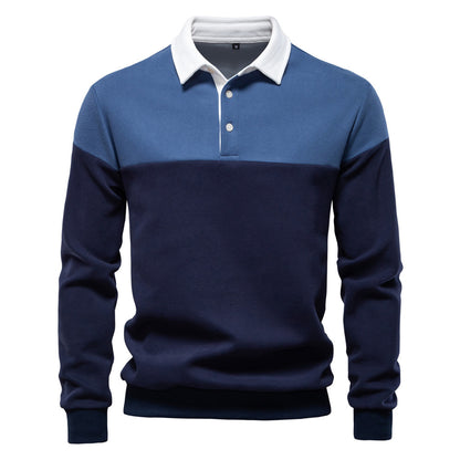 Men's Long Sleeve Polo Collar Sweatshirt - 2025 Spring Casual Streetwear Top | HD3006