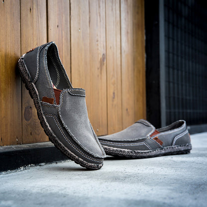 Men’s Washed Canvas Slip-On Shoes | Breathable, Anti-Slip, Classic Deck Style | 8806