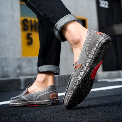 Men’s Washed Canvas Slip-On Shoes | Breathable, Anti-Slip, Classic Deck Style | 8806