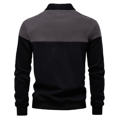 Men's Long Sleeve Polo Collar Sweatshirt - 2025 Spring Casual Streetwear Top | HD3006