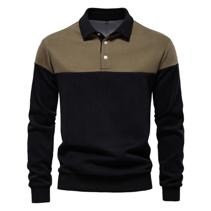 Men's Long Sleeve Polo Collar Sweatshirt - 2025 Spring Casual Streetwear Top | HD3006