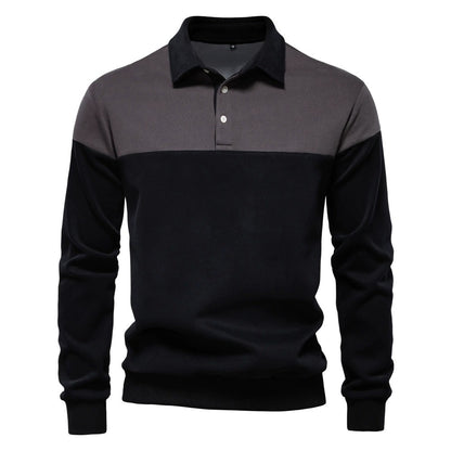 Men's Long Sleeve Polo Collar Sweatshirt - 2025 Spring Casual Streetwear Top | HD3006