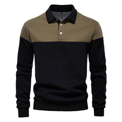 Men's Long Sleeve Polo Collar Sweatshirt - 2025 Spring Casual Streetwear Top | HD3006