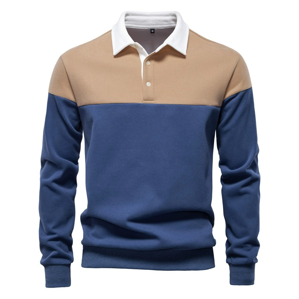 Men's Long Sleeve Polo Collar Sweatshirt - 2025 Spring Casual Streetwear Top | HD3006