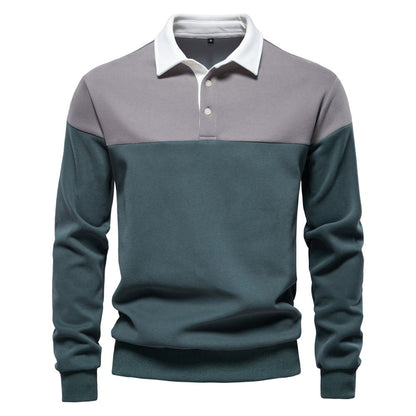 Men's Long Sleeve Polo Collar Sweatshirt - 2025 Spring Casual Streetwear Top | HD3006