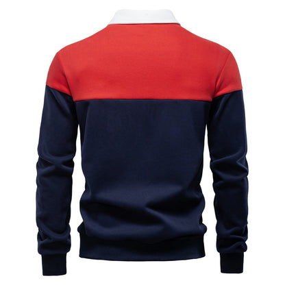 Men's Long Sleeve Polo Collar Sweatshirt - 2025 Spring Casual Streetwear Top | HD3006