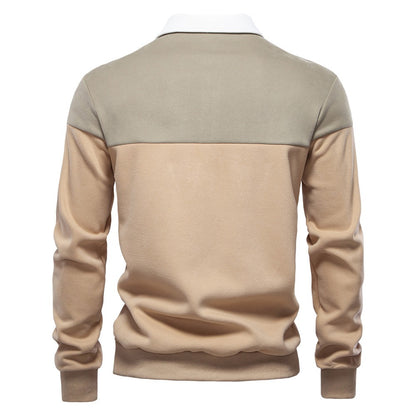 Men's Long Sleeve Polo Collar Sweatshirt - 2025 Spring Casual Streetwear Top | HD3006