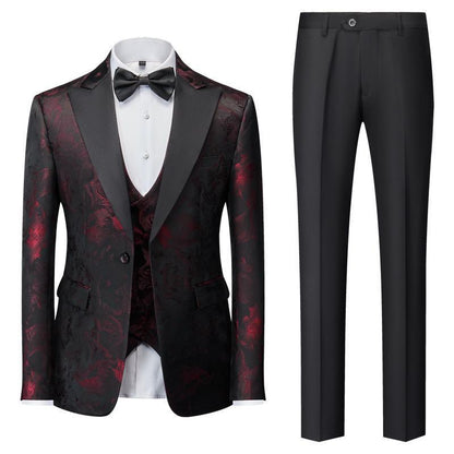Costume de smoking 3 pièces en jacquard de luxe de haute qualité pour homme, ensemble blazer, gilet et pantalon pour fête de mariage | 1515 