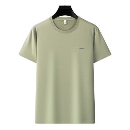 Men's Antibacterial Cooling Cotton T-Shirt - Summer Slim-Fit Round Neck Ice Silk Top | 6550
