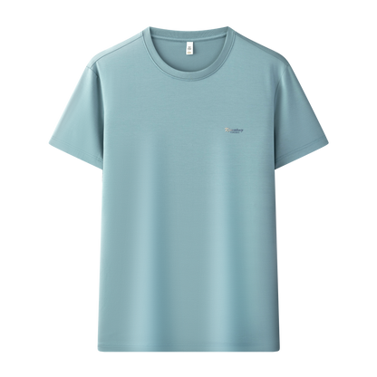 Men's Antibacterial Cooling Cotton T-Shirt - Summer Slim-Fit Round Neck Ice Silk Top | 6550