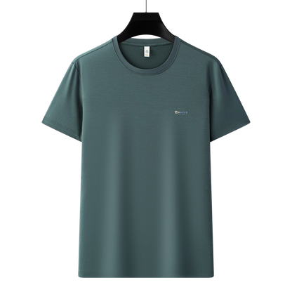 Men's Antibacterial Cooling Cotton T-Shirt - Summer Slim-Fit Round Neck Ice Silk Top | 6550