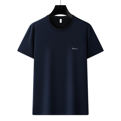 Men's Antibacterial Cooling Cotton T-Shirt - Summer Slim-Fit Round Neck Ice Silk Top | 6550