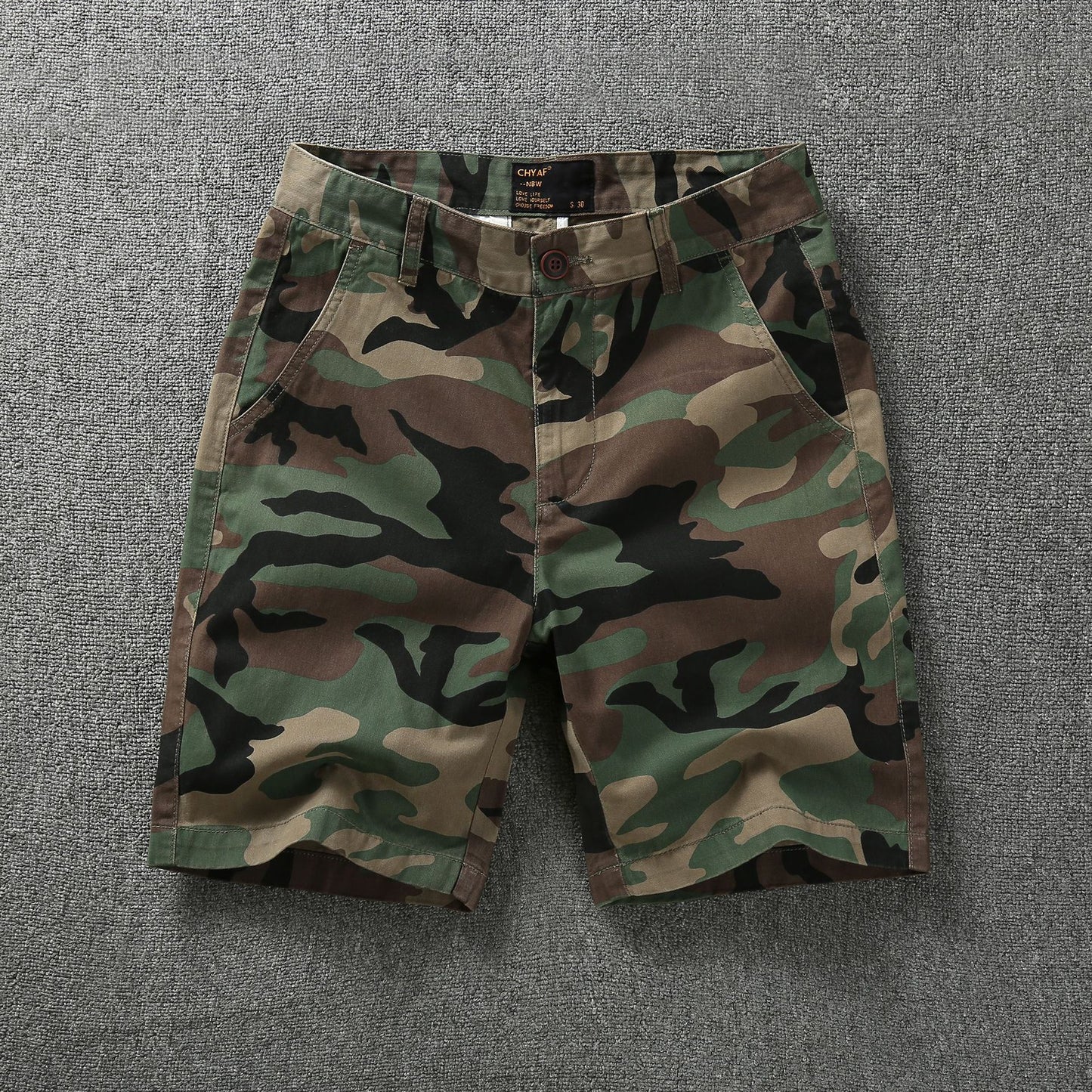 Short cargo ample coupe slim pour homme, style américain, style camouflage, été | 2301 