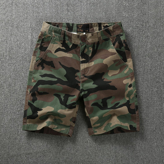 Men's Summer Camouflage American Casual Slim Fit Loose Cargo Shorts | 2301