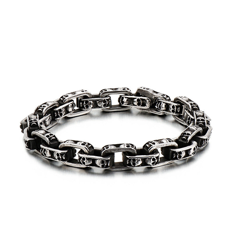 Men’s Stainless Steel Skull Bracelet Punk Motorcycle Ghost Head Design Titanium Steel Bracelet | KB120968-BDJX