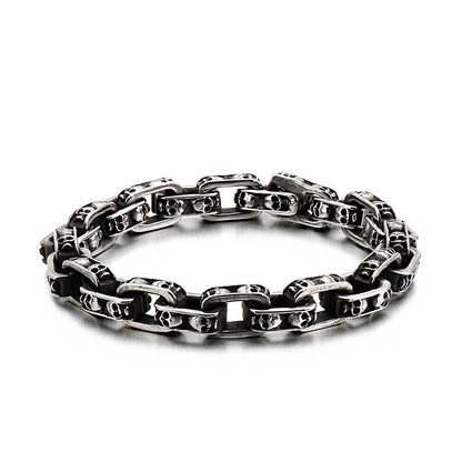 Men’s Stainless Steel Skull Bracelet Punk Motorcycle Ghost Head Design Titanium Steel Bracelet | KB120968-BDJX