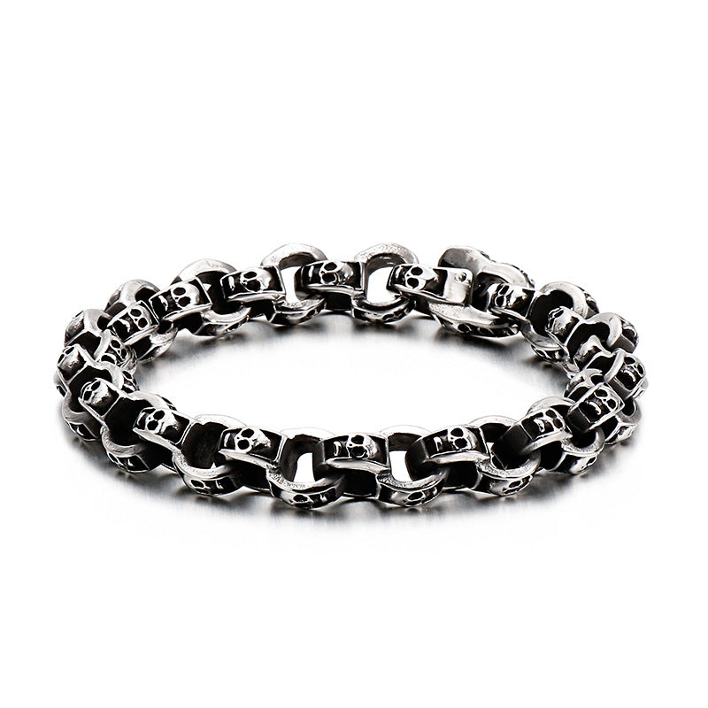 Men’s Stainless Steel Skull Bracelet Punk Motorcycle Ghost Head Design Titanium Steel Bracelet | KB120968-BDJX