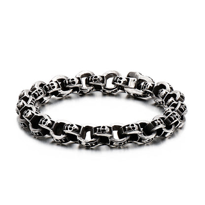 Men’s Stainless Steel Skull Bracelet Punk Motorcycle Ghost Head Design Titanium Steel Bracelet | KB120968-BDJX