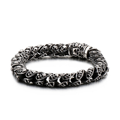 Men’s Stainless Steel Skull Bracelet Punk Motorcycle Ghost Head Design Titanium Steel Bracelet | KB120968-BDJX