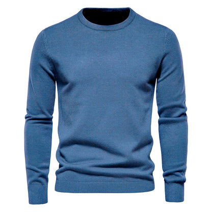 Men’s Thickened Slim Fit Knit Sweater – Crew Neck Pullover with Subtle Shine | LOW001