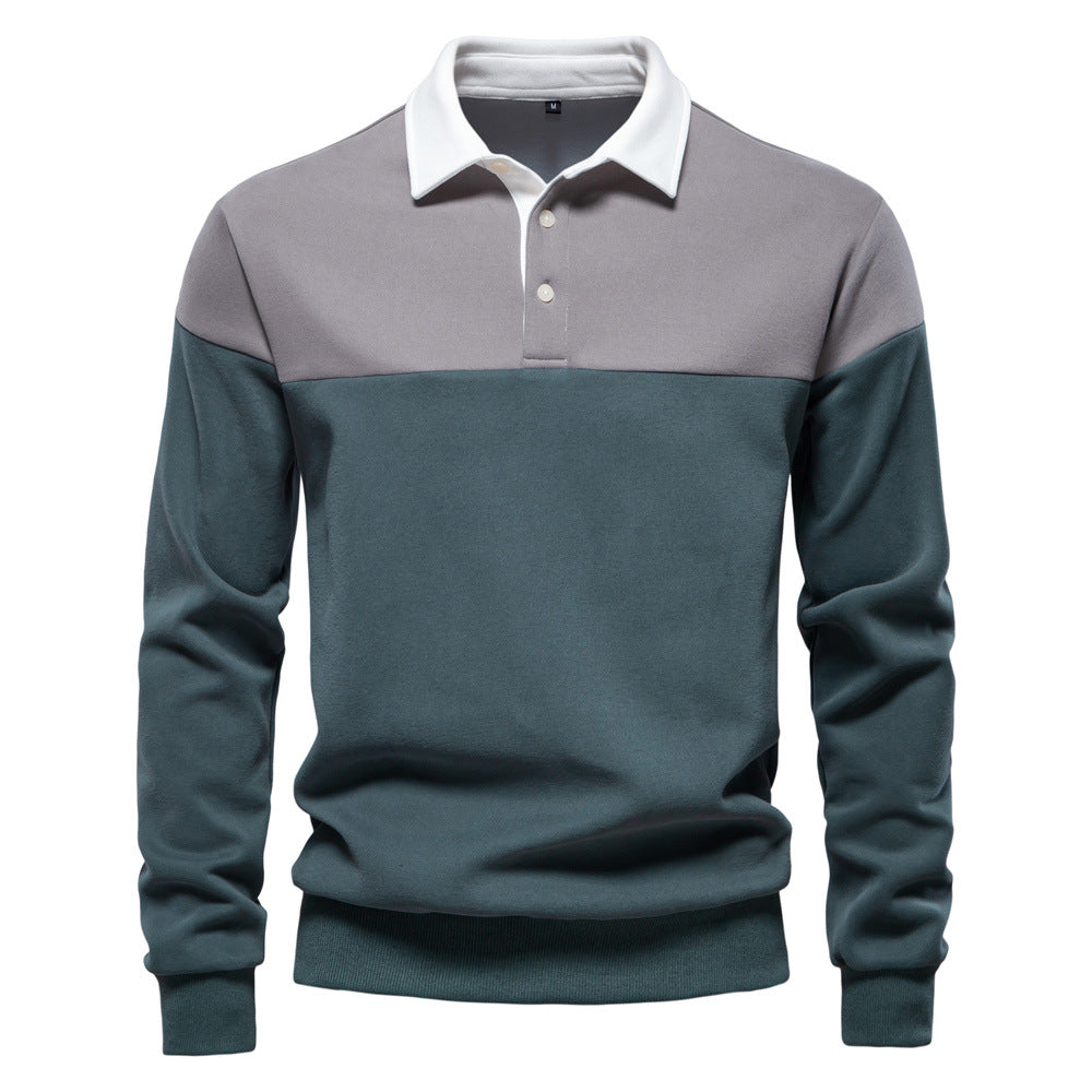 Men's Long Sleeve Polo Collar Sweatshirt - 2025 Spring Casual Streetwear Top | HD3006