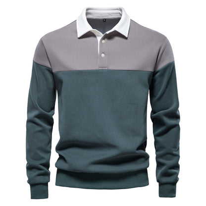 Men's Long Sleeve Polo Collar Sweatshirt - 2025 Spring Casual Streetwear Top | HD3006