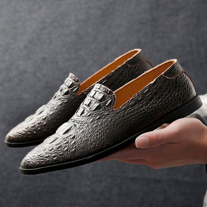 Mocassins à bout pointu pour hommes, chaussures décontractées à enfiler, motif alligator | 2033 