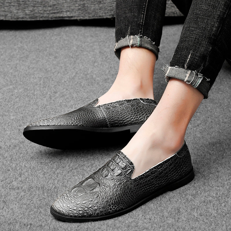 Mocassins à bout pointu pour hommes, chaussures décontractées à enfiler, motif alligator | 2033 