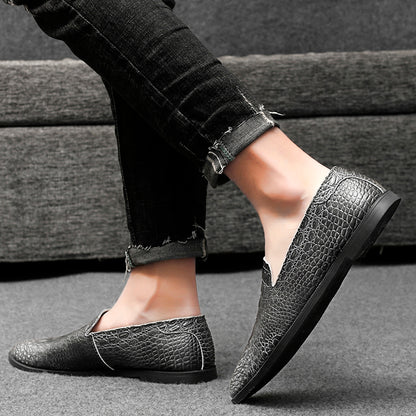 Mocassins à bout pointu pour hommes, chaussures décontractées à enfiler, motif alligator | 2033 