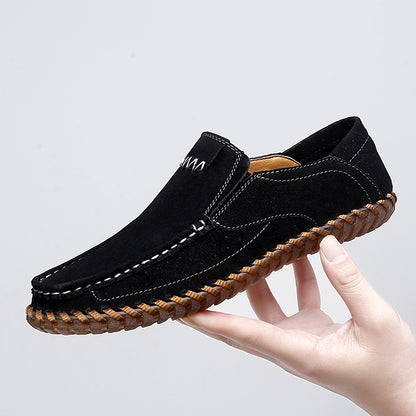 Men’s Plus Size Handmade Suede Leather Loafers – Slip-On Driving Shoes | 8666